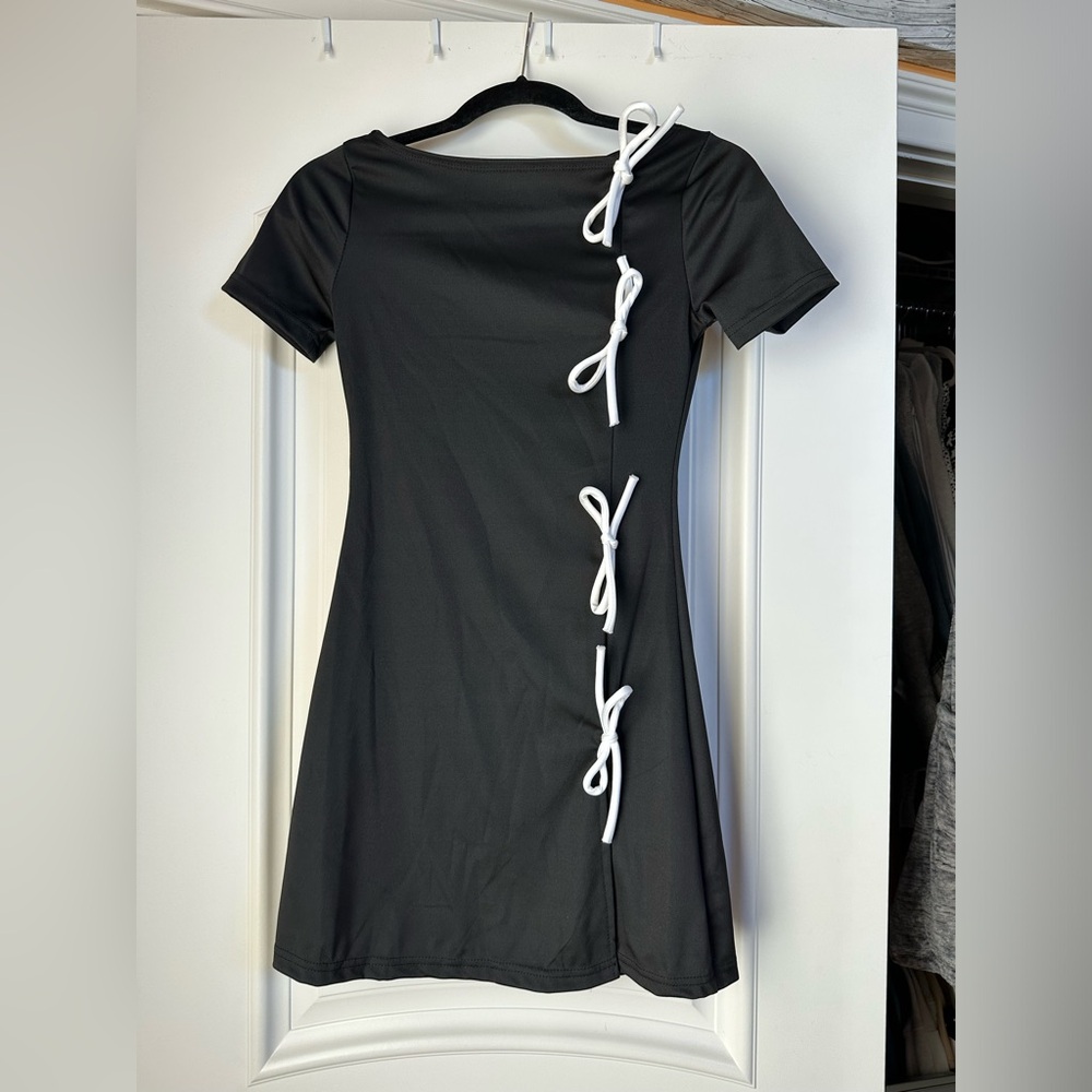 Black Bow Tie dress with Slit